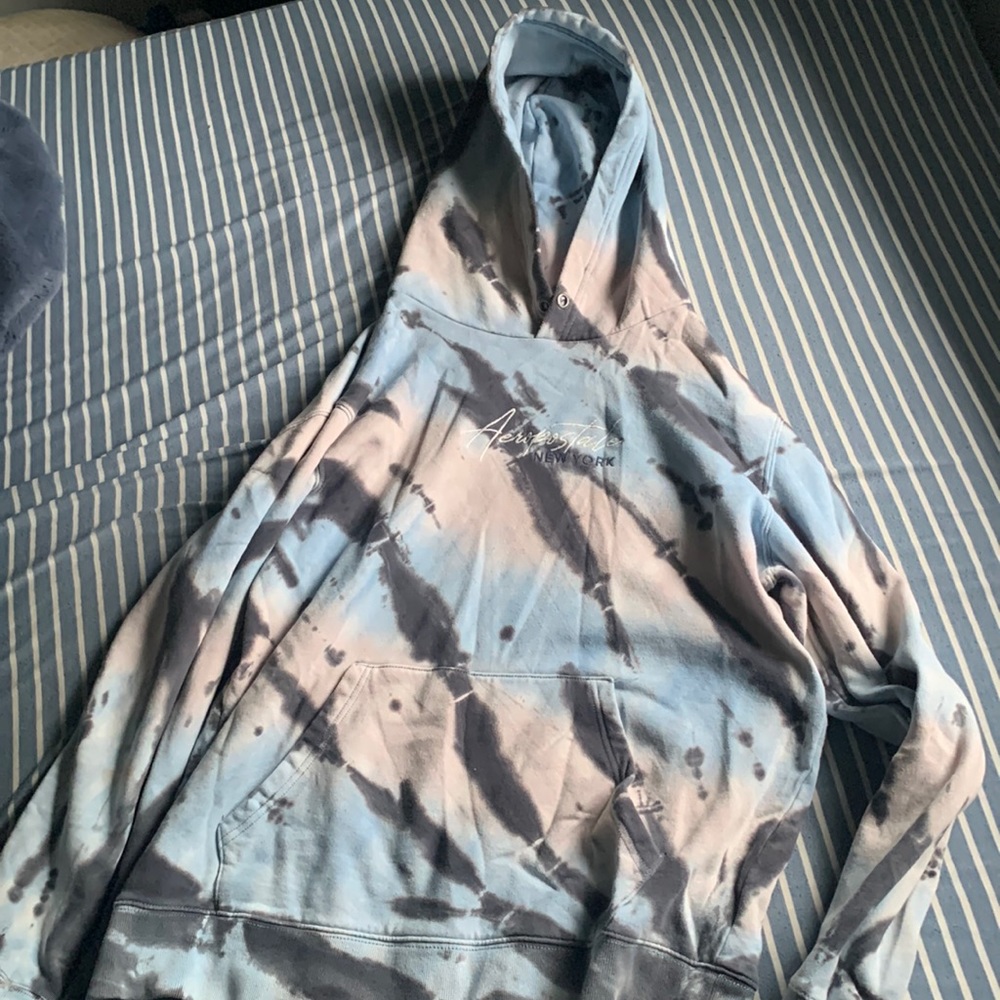 Blue and grey tydie hoodie